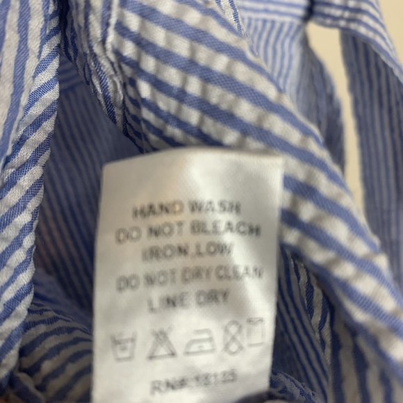 Blue and White Wide Leg Jumpsuit with Square Neckline - Picture 10 of 10